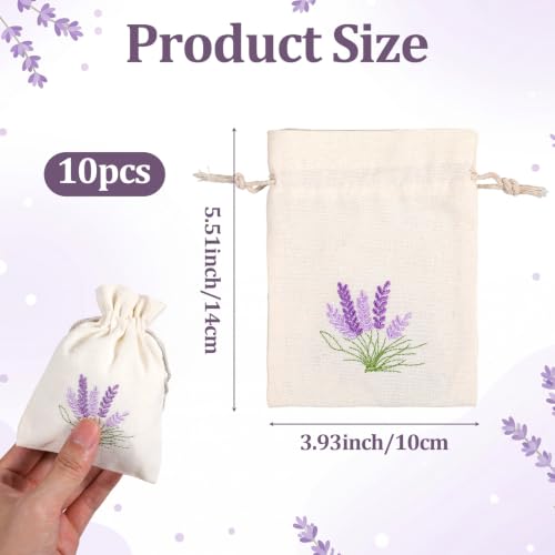 10 Pack Cotton Sachet Bags with Drawstring for Lavender and Herbs