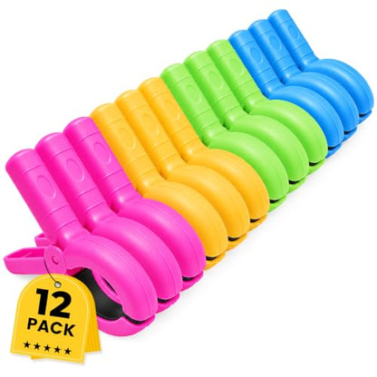 12 Pack Heavy Duty Beach Towel Clips with 4 Colors for Chairs & Pool Loungers