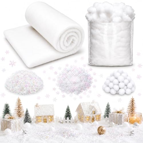 Artificial Snow for Christmas Decorations, 5-Pack Snow Flock & Glitter Snow
