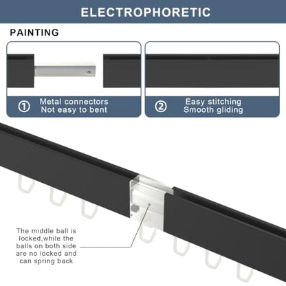 Matte Black Aluminum Heavy-Duty Curtain Track 144 Inch/12ft Custom Window Rod