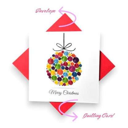 Colorful Handmade Quilling Christmas Card with Envelope - Holiday Greeting Card