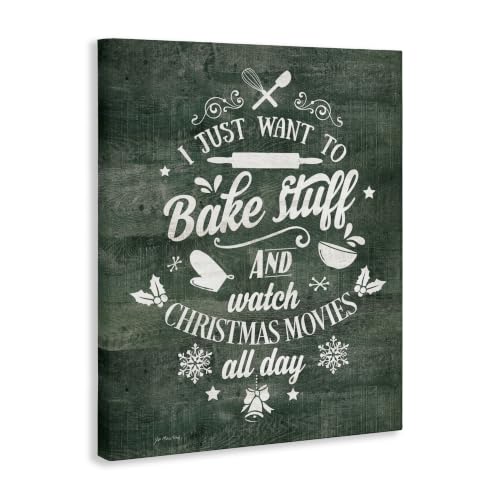 Bake Stuff Christmas Movies Word Canvas Wall Art - 24x30 Inches, Holiday Kitchen Decor