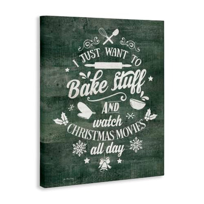 Bake Stuff Christmas Movies Word Canvas Wall Art - 24x30 Inches, Holiday Kitchen Decor