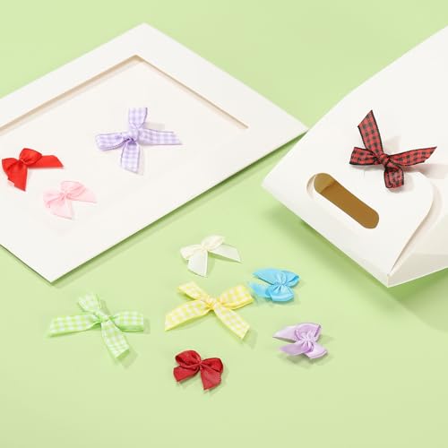 Mini Satin Ribbon Bows - White, 200 pcs Decorative Bows for Crafts & Gifts