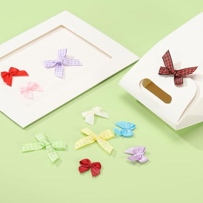 Mini Satin Ribbon Bows - White, 200 pcs Decorative Bows for Crafts & Gifts