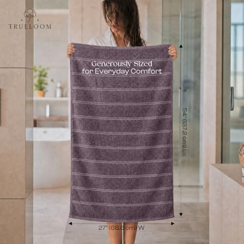 Velvet Bath Towels Set 27x54 Inch 100% Cotton Ultra Soft Absorbent - Muted Mauve, Pack of 4