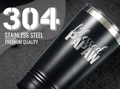 20oz Stainless Steel Tumbler with Laser Engraved Grandpa Design - Gift for Father's Day