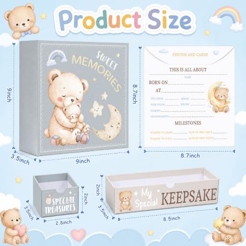 Baby Keepsake Box Teddy Bear First Year Organizer with Personalization