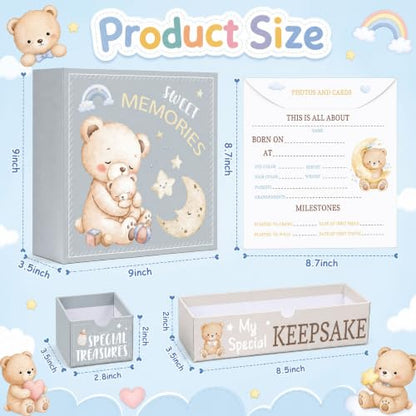 Baby Keepsake Box Teddy Bear First Year Organizer with Personalization