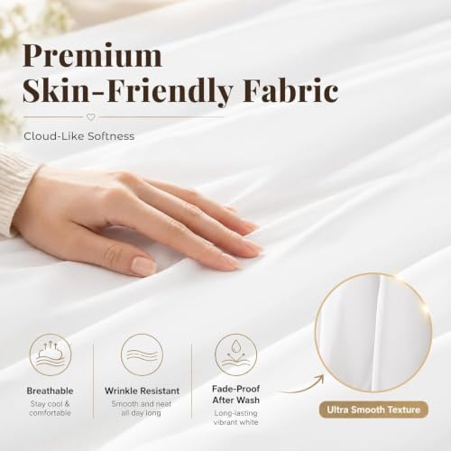 White Ruffled Bed Skirt Queen 15 Inch Drop Wrap-Around Dust Ruffle - YOPINCO