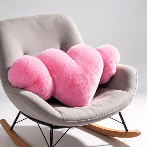 Pink Heart Plush Throw Pillow - Soft Sofa Cushion for Living Room - 1 Piece - Variation of Pink