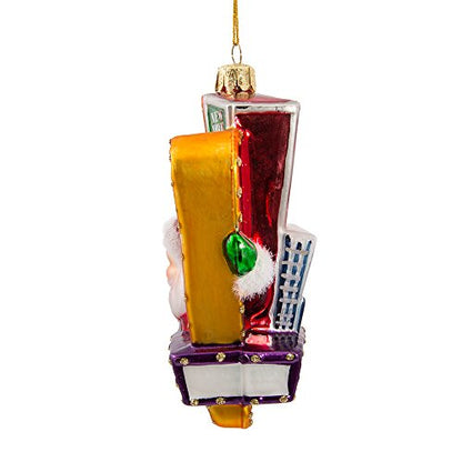 Santa on Broadway Glass Ornament - NYC Holiday Decor, 5 Inch