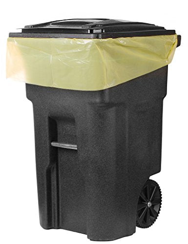 Plasticplace 64-65 Gallon Trash Can Liners for Toter │ 1.5 Mil │ Yellow Heavy Duty Garbage Bags │ 50” x 60” (50 Count) (W65LDYTL)