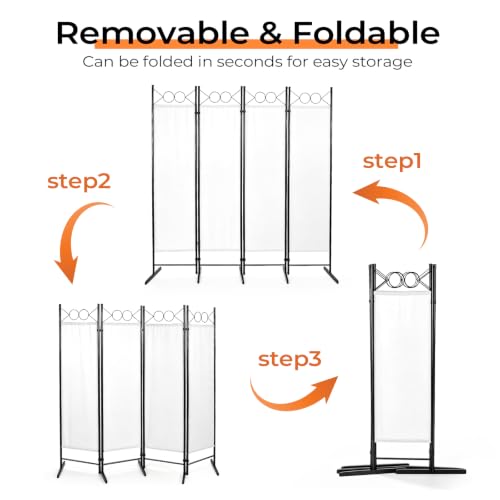 6ft Freestanding 4-Fold Room Divider Screen - Off-White (Variation: Off-white-b / 4 Panel)