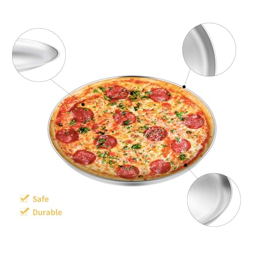 Yododo Pizza Pan, 13½ inch Stainless Steel Pizza Pan Set Large Pizza Oven Pans Tray for Baking Serving, Healthy & Heavy Duty, Dishwasher Safe & Easy Clean - 4 Piece