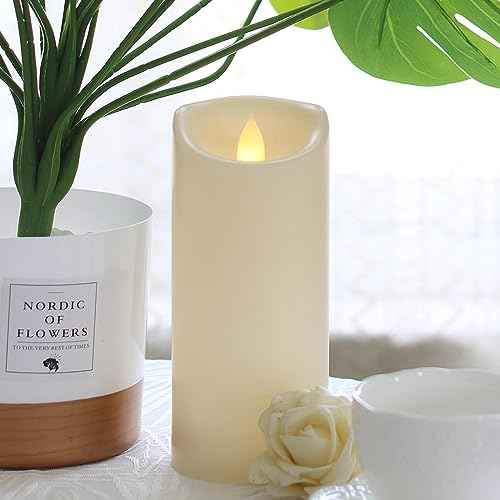 2 Pack Outdoor Battery Operated Candles with Timer (3x7 Inch) Waterproof Flameless Flickering Pillar Candles Plastic LED Fake Candle for Halloween Christmas Decoration Outside Lantern Festival Decor