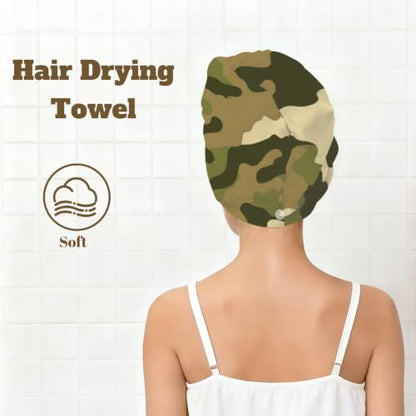 Microfiber Hair Towel Wrap for Women - Quick Dry, Camo Pattern, 25.6x16.5 Inches