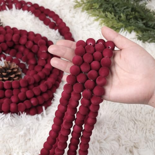 Velvet Bead Christmas Garland 33ft - Red, Extra Long Xmas Decor