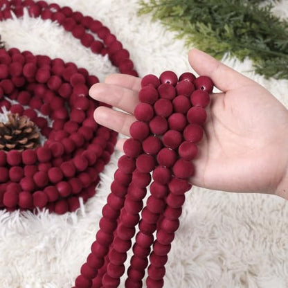 Velvet Bead Christmas Garland 33ft - Red, Extra Long Xmas Decor