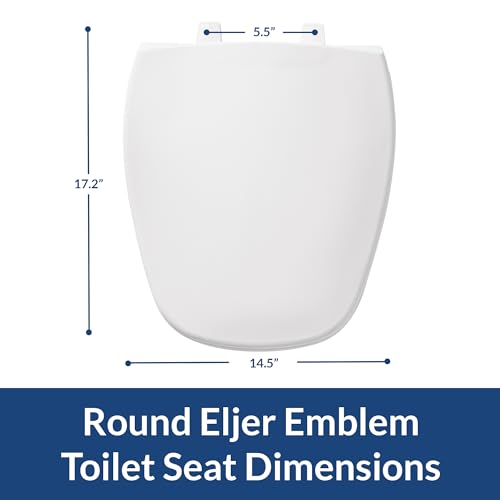 BEMIS 1240200 Eljer Emblem Plastic Toilet Seat, Made Specifically for Eljer Emblem Toilets, Round, White