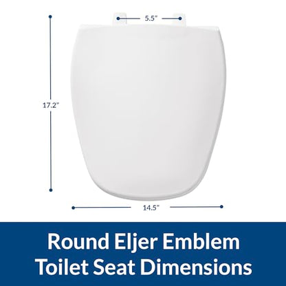 BEMIS 1240200 Eljer Emblem Plastic Toilet Seat, Made Specifically for Eljer Emblem Toilets, Round, White