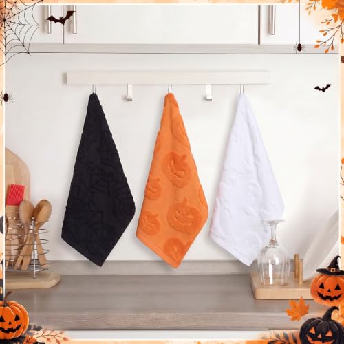 Halloween Cotton Hand Towels Set - Spooky 14x29 Bathroom Decor, 3 Pcs