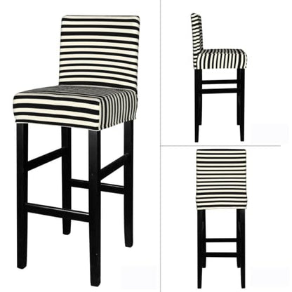 Bar Stool Covers with Back Slipcovers Black White Stripes One Piece