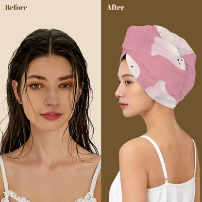 Microfiber Hair Towel Wrap Pink Ghost Halloween - Absorbent & Stylish