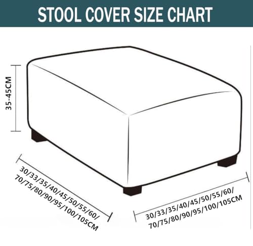 White Velvet Square Ottoman Slipcover 22x22 inch - Non-Slip & Stretchable