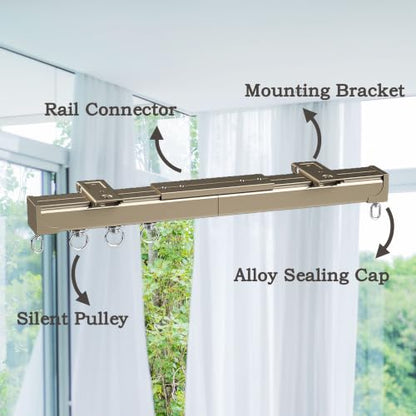 Heavy Duty Ceiling Curtain Track with Silent Rollers 15ft Champagne