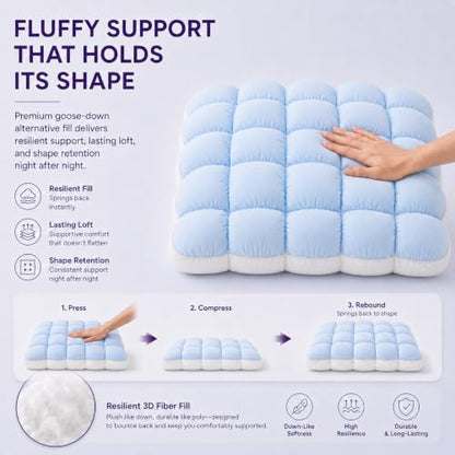 Cooling Pillow for Sleeping with Ice Silk Cover - Blue, 19.7 x 27.6 Inch