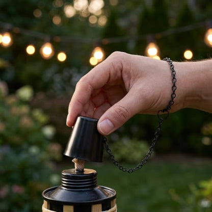 Outdoor Candle Snuffer Caps with Chain for Garden Torch Safety