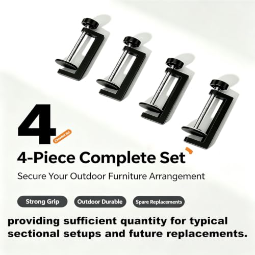 Adjustable Patio Furniture Clips 4 Pack - Universal Rattan & Wicker Connectors