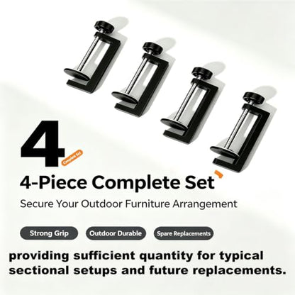 Adjustable Patio Furniture Clips 4 Pack - Universal Rattan & Wicker Connectors