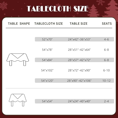 Christmas Rectangular Waterproof Tablecloth with Merry Ribbon Pattern - 54 x 78 Inches