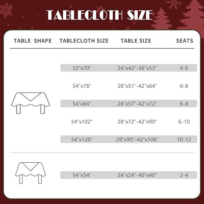 Christmas Rectangular Waterproof Tablecloth with Merry Ribbon Pattern - 54 x 78 Inches