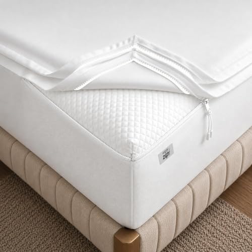 Cloud White King Zip Fitted Sheets 76x80 Inch Deep Pocket Luxury Cotton Blend Satin