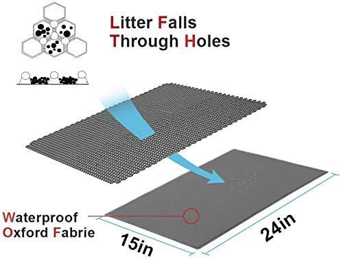 Pieviev Cat Litter Mat - Double Layer Waterproof Urine-Proof Design | Gray, 24x15 Inch
