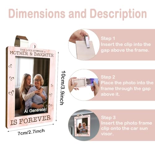Wooden Car Hanging Picture Frame for Mom & Daughter - Holds 2 Photos