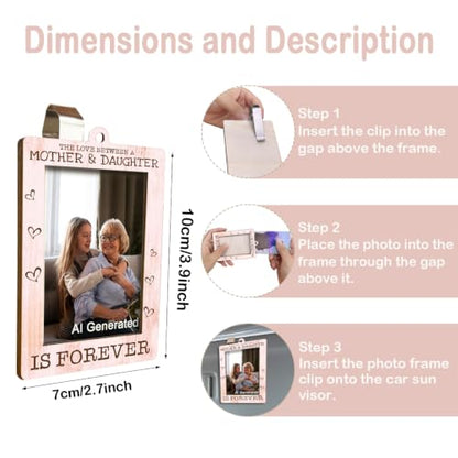 Wooden Car Hanging Picture Frame for Mom & Daughter - Holds 2 Photos