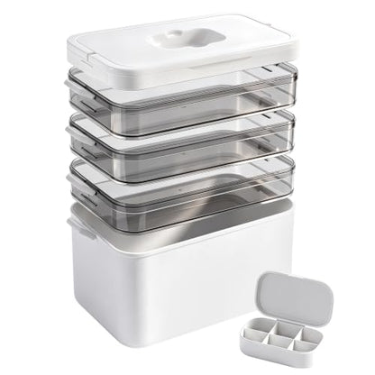 4-Tier Portable Medicine Organizer with Handle - Family First Aid Case & Pill Bottle Holder