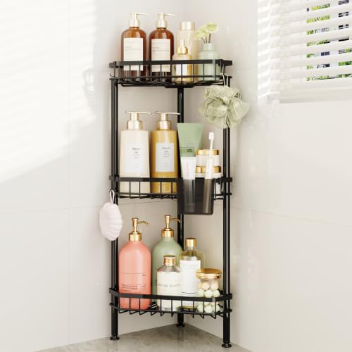 Black 3-Tier Corner Shower Caddy Stand Rustproof Bathroom Organizer