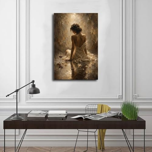 Romantic Woman Back Canvas Wall Art - Wrapped 12x18 Inches