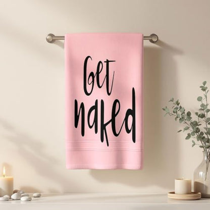Pink Microfiber Bathroom Hand Towel 20x39 Inches - Get Naked Pattern, Quick Dry & Absorbent