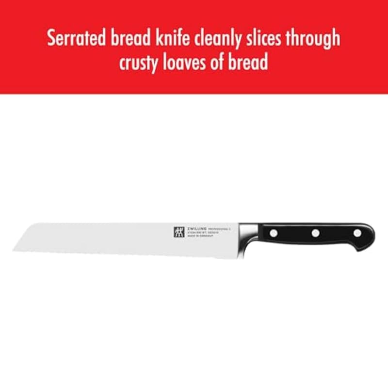 ZWILLING Professional S 8-Inch German Bread Knife, Black Handle, Ice-Hardened FRIODUR