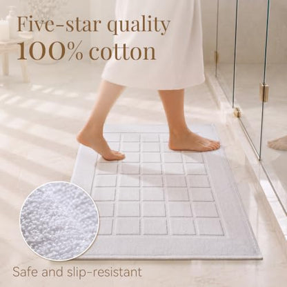 C3 White 20x32 Inch Cotton Bath Mat Towel - Soft & Absorbent Floor Rug