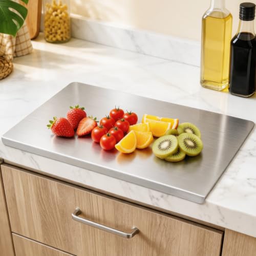 304 Stainless Steel Cutting Board with Lip - 15.7"L x 11.8"W