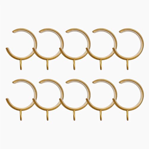 10 Pcs C-Shaped Bypass Curtain Rings - Burnished Brass, 1.75 Inch for 1.25" Rods, Vengo Style