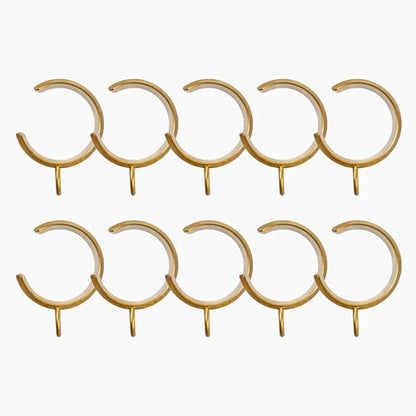10 Pcs C-Shaped Bypass Curtain Rings - Burnished Brass, 1.75 Inch for 1.25" Rods, Vengo Style