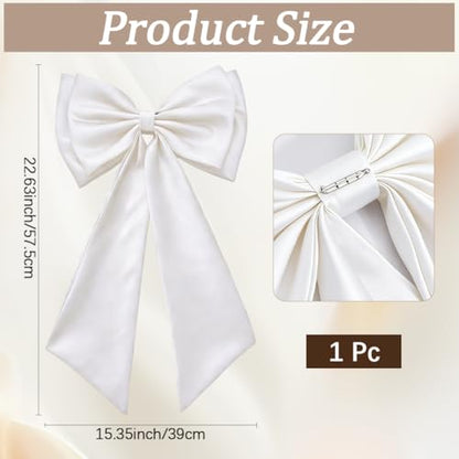 Big Satin Bow Black Wedding Sash Belt with Removable Bow - Large Bridal Waist Accessory, White Variation Included